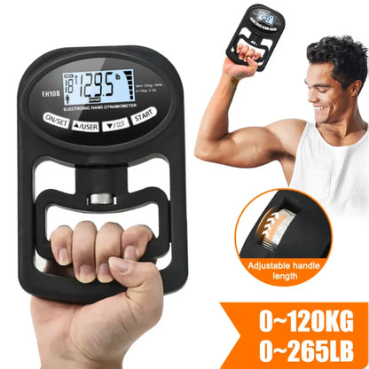 Digital Hand Dynamometer Grip Strength Tester - 265Lbs/120Kg Capacity with USB and LCD Screen for Power Training and Sports Performance