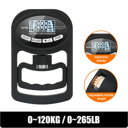 Digital Hand Dynamometer Grip Strength Tester - 265Lbs/120Kg Capacity with USB and LCD Screen for Power Training and Sports Performance