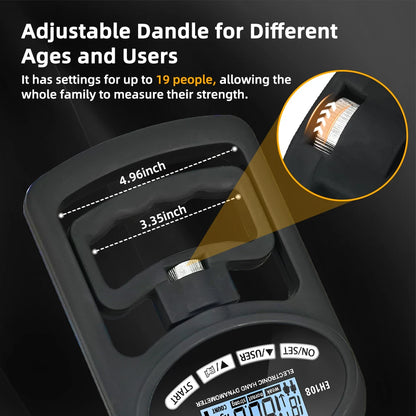 Digital Hand Dynamometer Grip Strength Tester - 265Lbs/120Kg Capacity with USB and LCD Screen for Power Training and Sports Performance